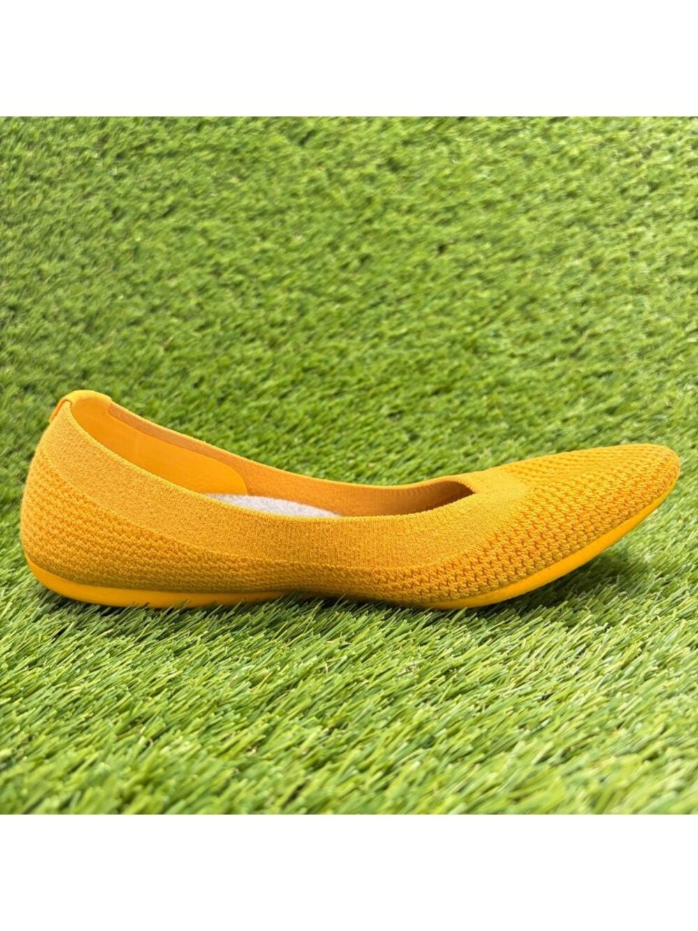 Allbirds Tree Breezer Womens Size 7.5 Yellow Casual Slip On Ballet Flats Shoes